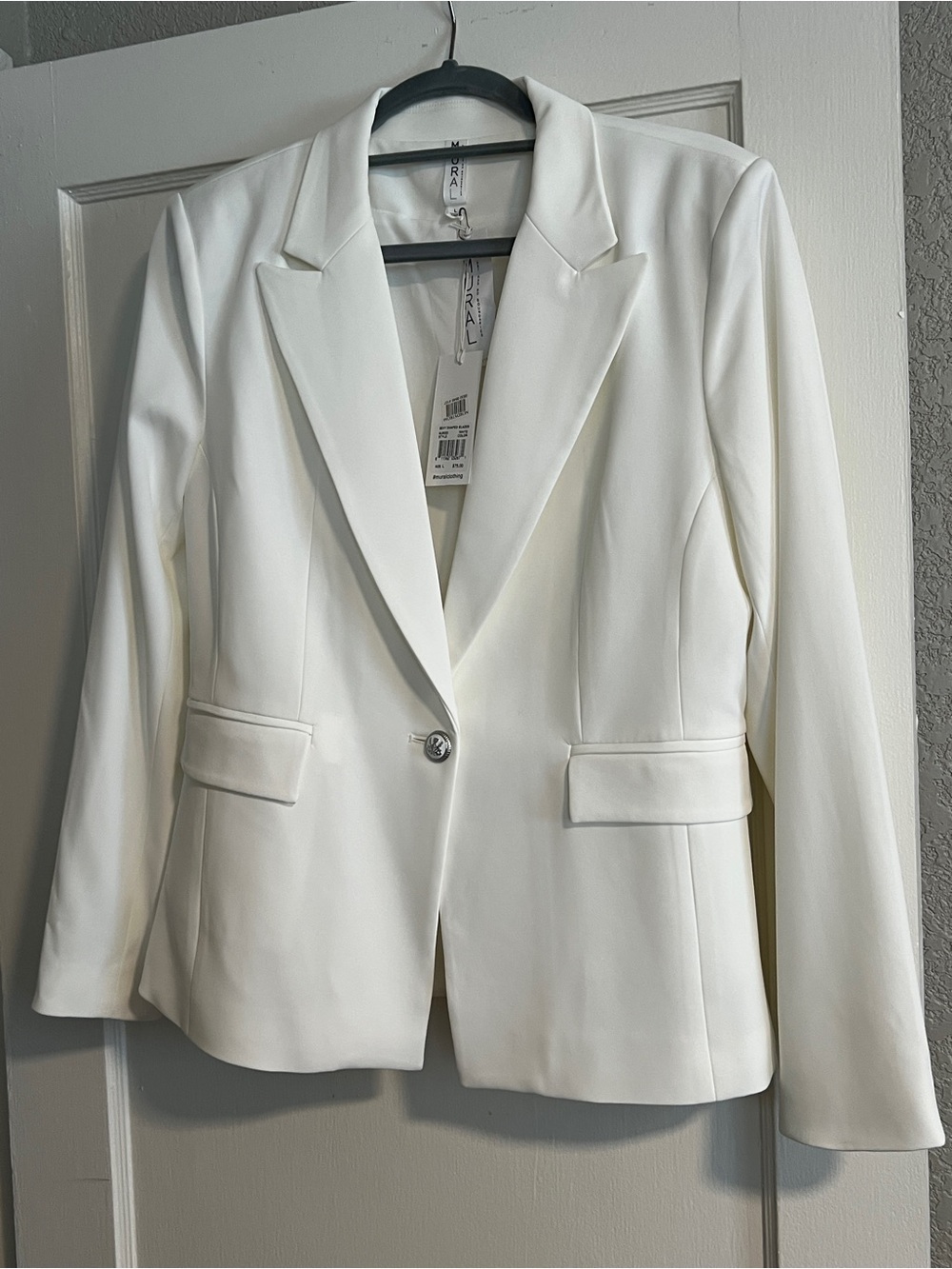 Mural White Single-Button Tailored Blazer